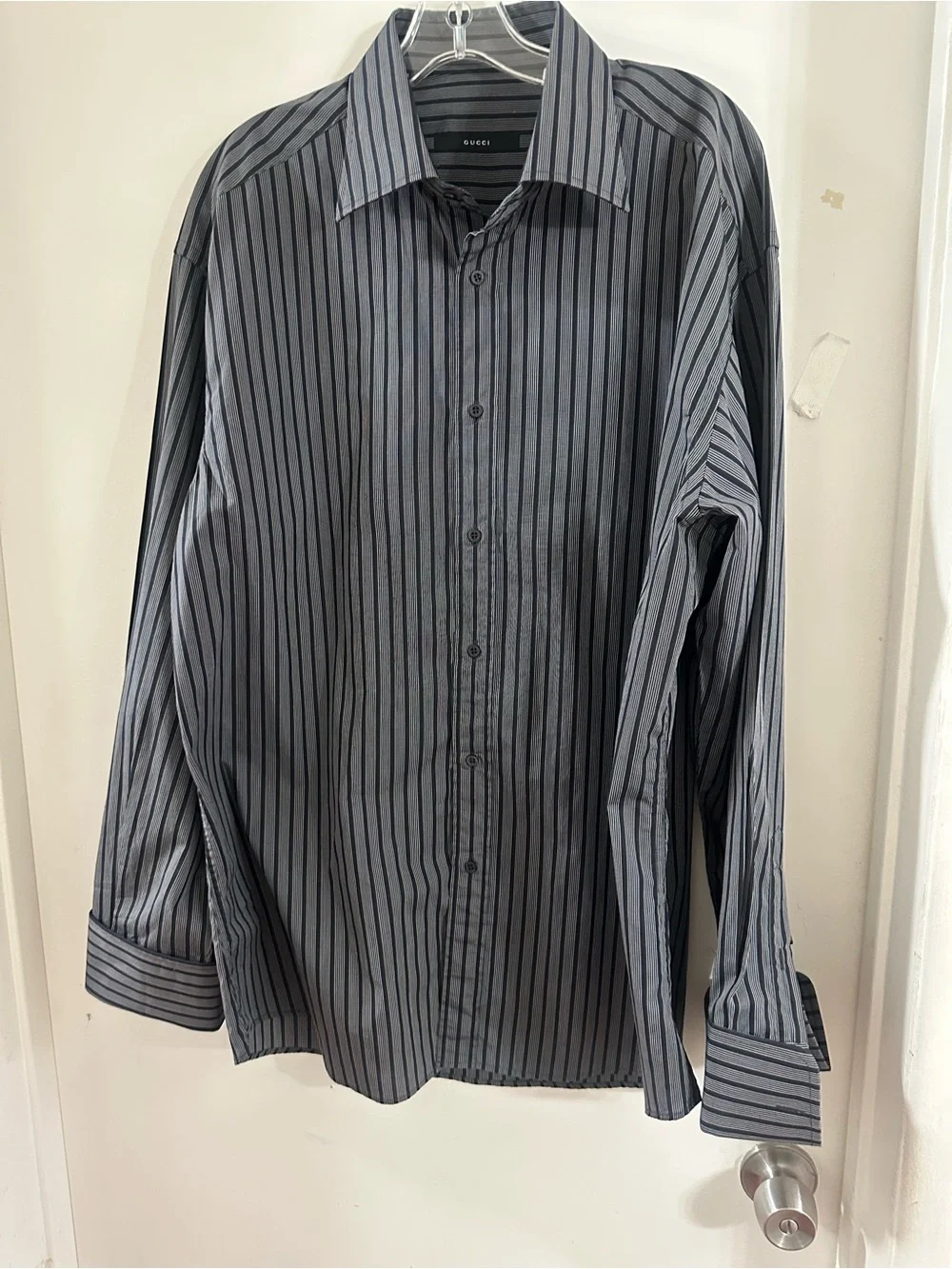 Gucci Men’s Grey Stripe Dress Shirt XL